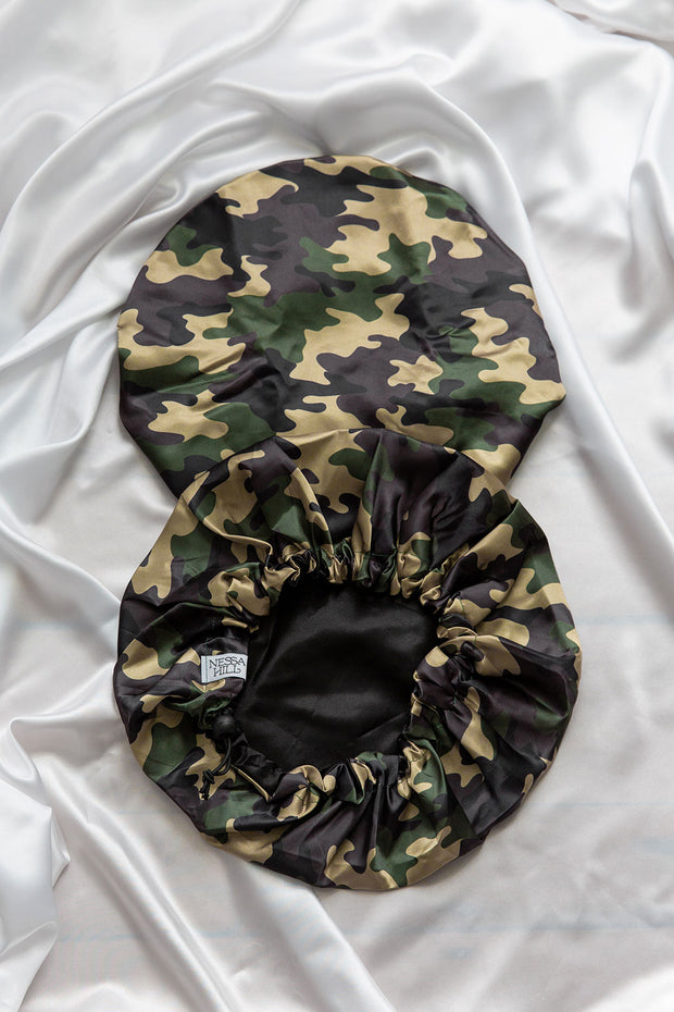 Camo Adjustable Satin Bonnet