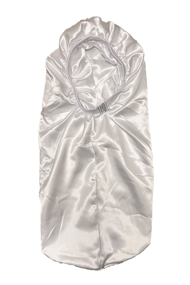 KIDS White Long Satin Bonnet