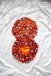 Red Leopard Satin Bonnet