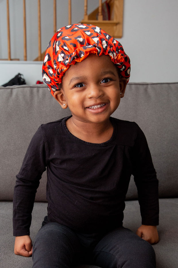 Red Leopard Baby Satin Bonnet