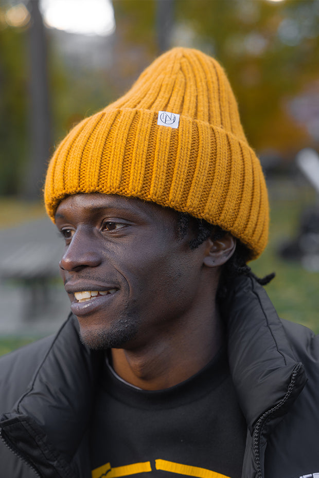 Mustard Cashmere Oversized Beanie