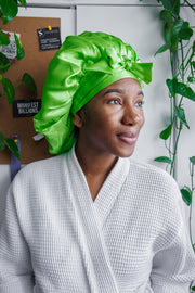 Chartreuse Satin Bonnet with Ties