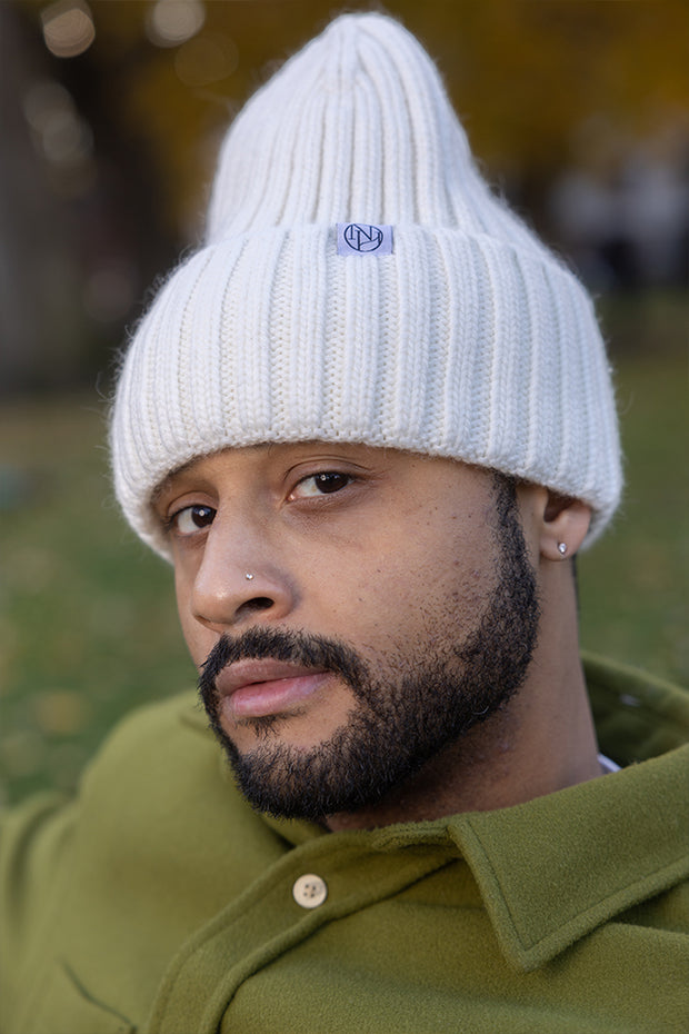 White Cashmere Oversized Beanie