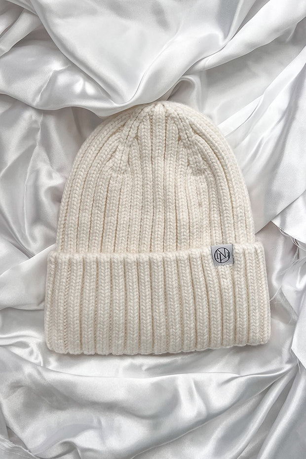 White Cashmere Oversized Beanie