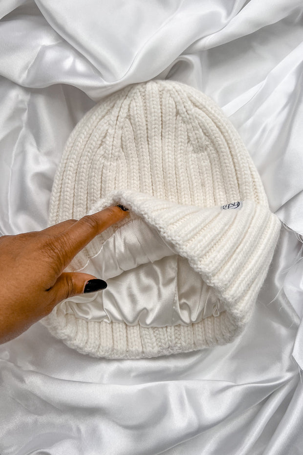 White Cashmere Oversized Beanie